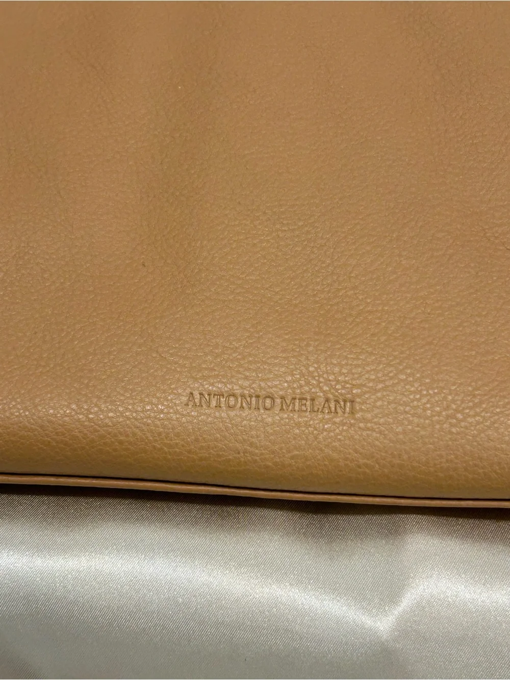ANTONIO MELANI Tan Leather Wristlet Clutch